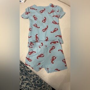 J. Crew Factory Light Blue and Red Lobster Short Sleeve Pajama Set